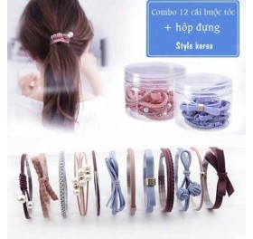 Set 12 dây cột tóc Hàn Quốc có hộp đẹp