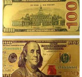 tiền 100 USD mạ vàng