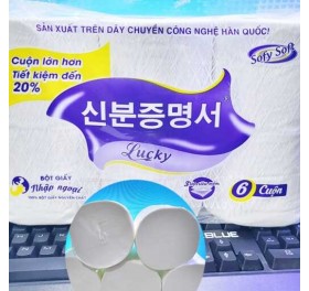 Giấy vệ sinh Hàn Quốc Lucky 6 cuộn 3 lớp không lõi loại cao cấp