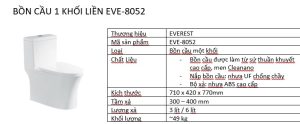 Bộ bàn cầu 1 khối liền Everest EVE-8052