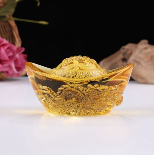 thỏi vàng pha lê khắc rồng nổi 6cm