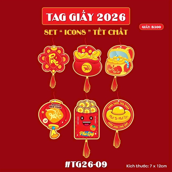 Set 66 tag giấy treo trang trí