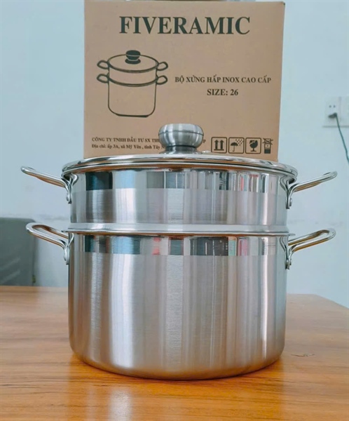 Nồi hấp inox 2 tầng size 26