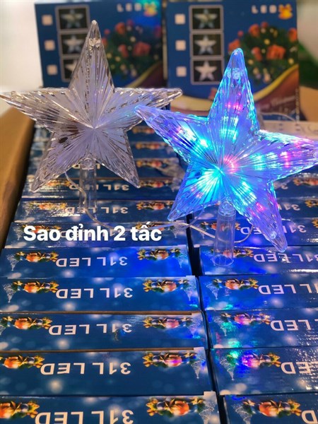Đèn led ngôi sao đỉnh thông 2 tấc 7 màu
