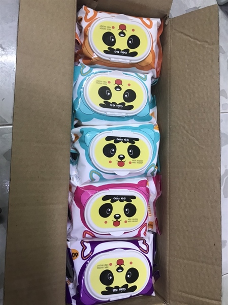 khăn ướt gấu mắt đen 600gr khổ to thùng 10 gói