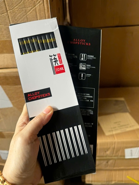 hộp 10 đôi đũa sừng khảm vàng Hàn Quốc loại 1