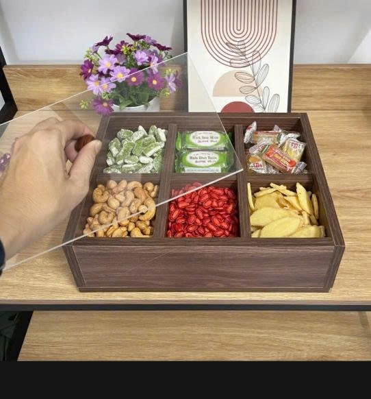 Khay mứt gỗ có nắp đậy