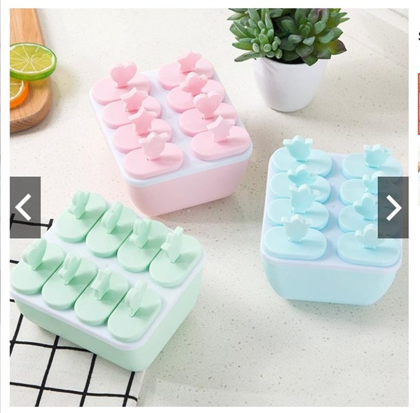 Khuôn Làm kem 8 que có nắp đây