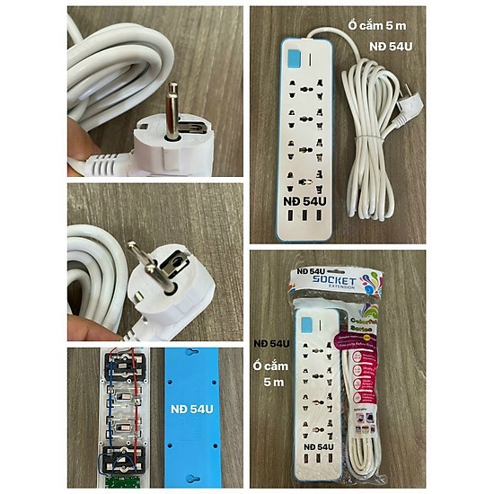 Ổ điện 8 ổ cắm 3 cổng usb chịu tải cao TP54U dây dài 5m