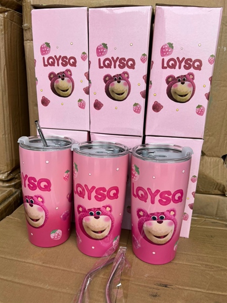 Ly giữ nhiệt gấu Lotso kèm ống hút phiên bản 600ml