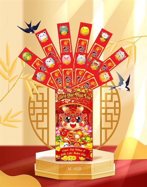 Set 12 lì xì gieo quẻ hộp chữ nhật