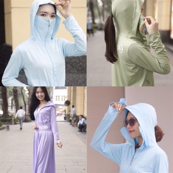 bộ áo khoác kiêm váy chống nắng bằng vải thun
