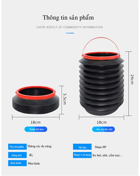 Thùng đựng đồ co giãn xếp gọn 4L