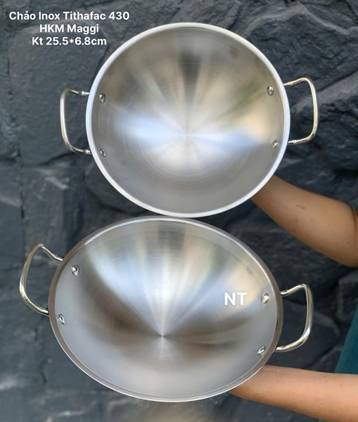 chảo inox 2 quai 26cm