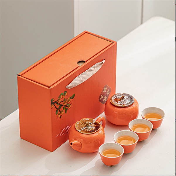Set ấm trà trái hồng quà tặng cao cấp
