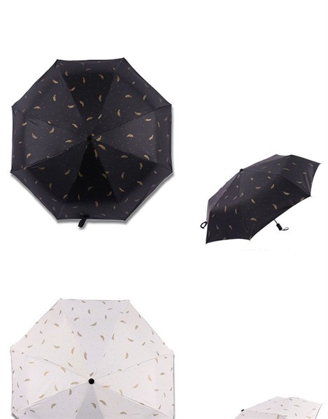 dù gấp gọn hoạ tiết lông chim chống tia uv