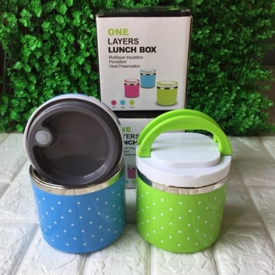 Cà mèn chấm bi 1 tầng giữ nhiệt