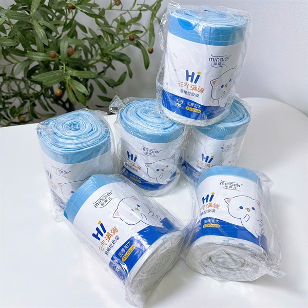 Túi rác tự huỷ có quai xách cuộn 100 túi 45x50cm