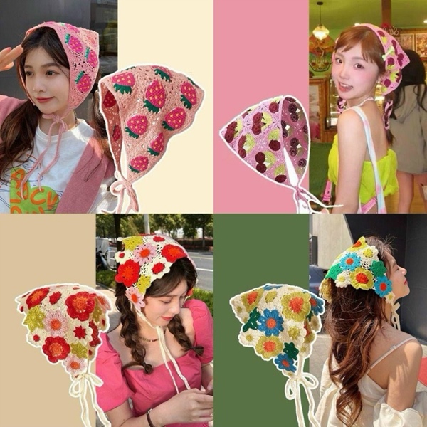 khăn len trùm đầu kiểu turban hoạ tiết hot trend