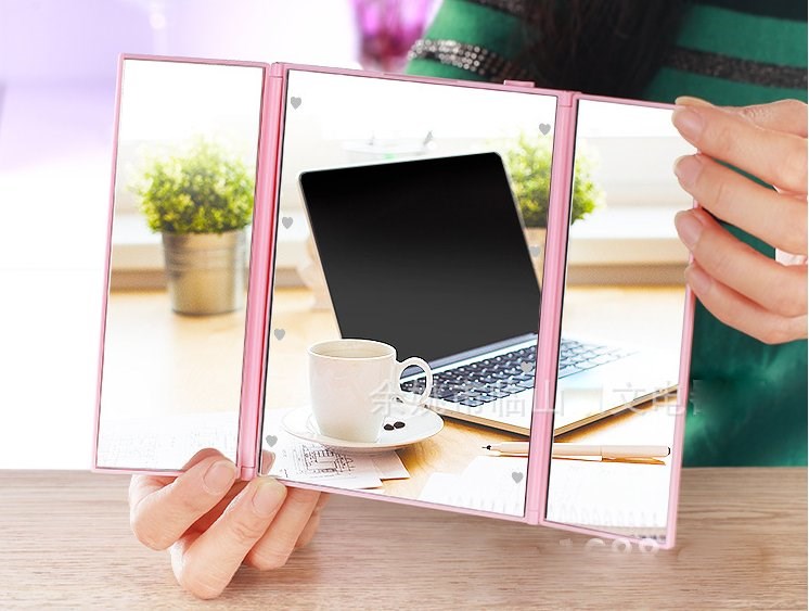 Gương trang điểm đèn led 3 cánh xếp gọn chữ nhật
