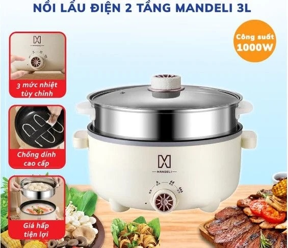 nồi lẩu điện MADELI 28cm cao cấp