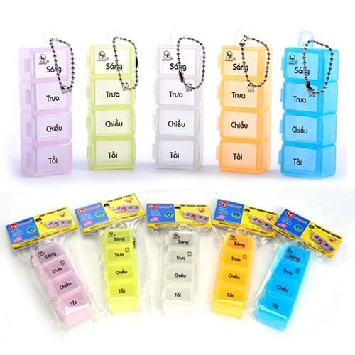 Hộp chia thuốc 4 ngăn hình chữ nhật