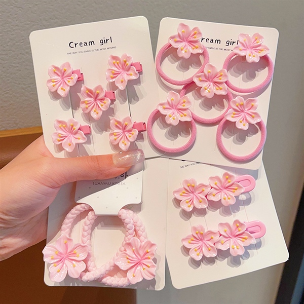 set cột tóc hoa đào 18 món