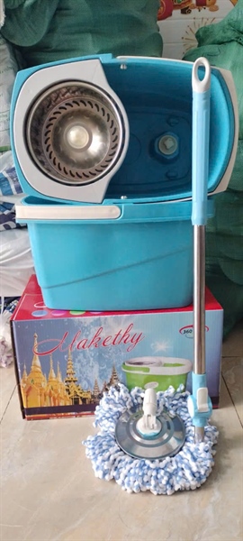 thùng lau nhà thông minh xoay 360 lồng inox cao cấp