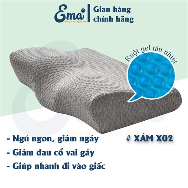 gối công thái học ruột có gel làm mát chống trào ngược cao cấp