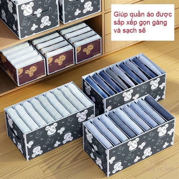 hộp vải đựng quần áo 7 ngăn xếp gọn được