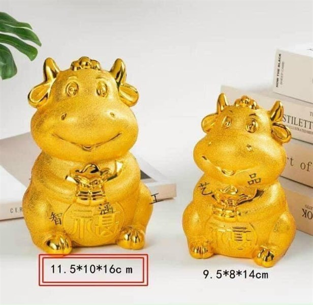 Trâu vàng thần tài tiết kiệm size lớn 11.5*10*16cm