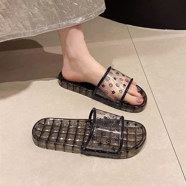 Dép Quai Ngang Trong Suốt Họa Tiết LV Sang Chảnh cao cấp