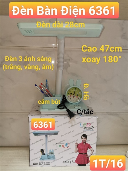 đèn bàn học sinh DP có đồng hồ kèm khay đựng bút viết cao cấp 2024