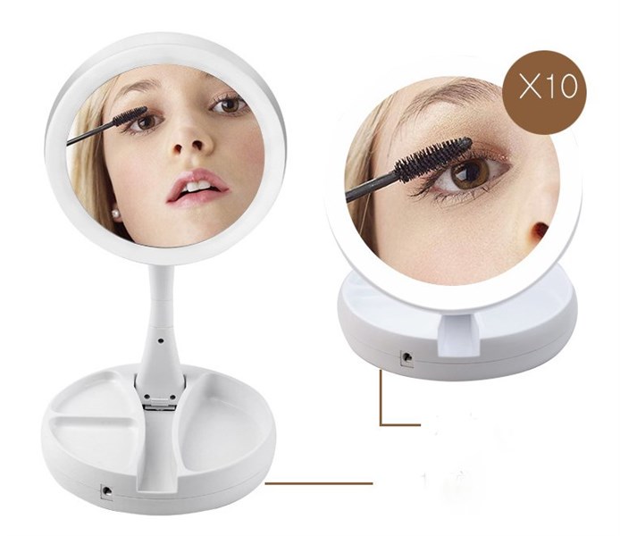 gương trang điểm xếp gọn có đèn led