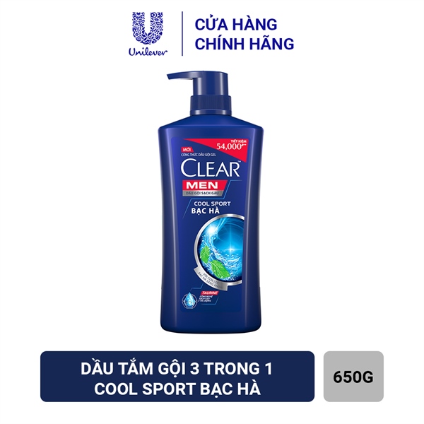 Dầu gội Clear Men mát lạnh bạc hà 650g