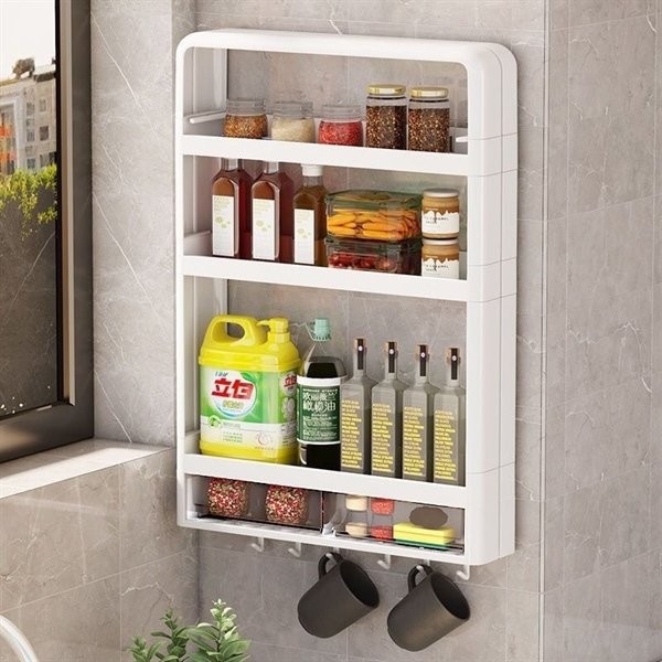 Kệ gia vị 4 tầng treo tường mẫu mới 79x40x9 Cm