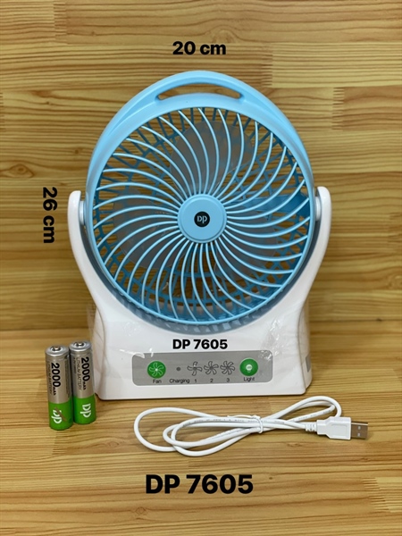 quạt sạc để bàn dp 7605 cao cấp bảo hành 6 tháng