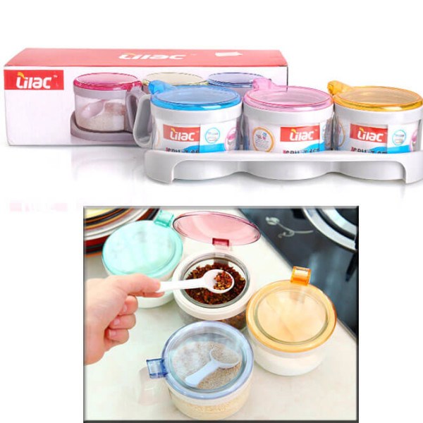 bộ 3 hũ thuỷ tinh đựng gia vị cao cấp kèm muỗng