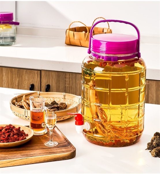 Hũ thuỷ tinh nắp tím có quai 3L