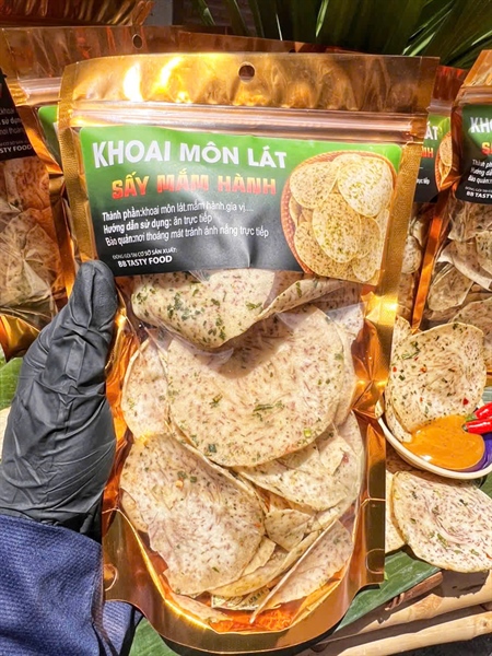 Khoai môn lát sấy mắm hành túi 200gr