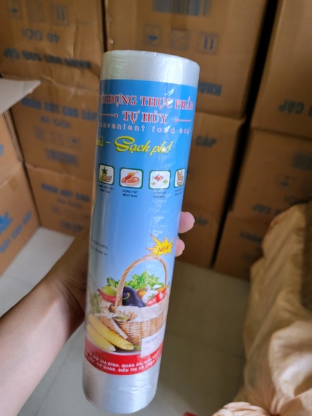 Túi nilong đựng thực phẩm tự hủy cuộn 0.5kg 25x35cm