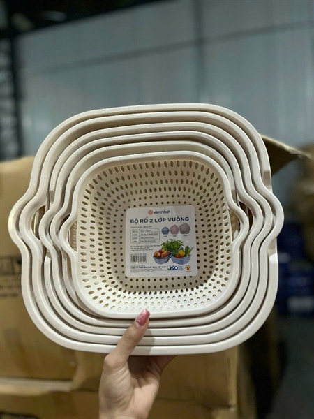 Combo 6 món Thau Rổ Nhựa Vuông tiện dụng nhựa Việt Nhật