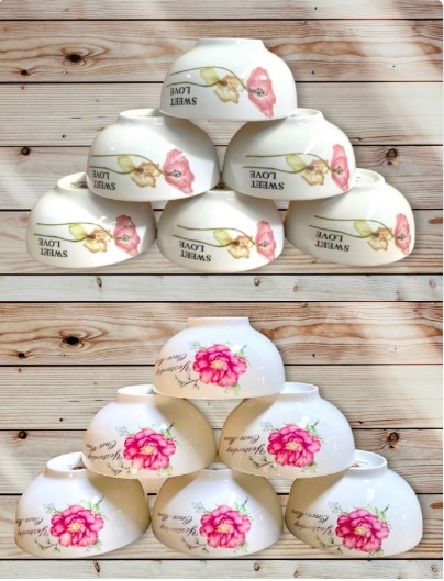 Chén sứ hoa 4D size 4.5 inch 10 cái