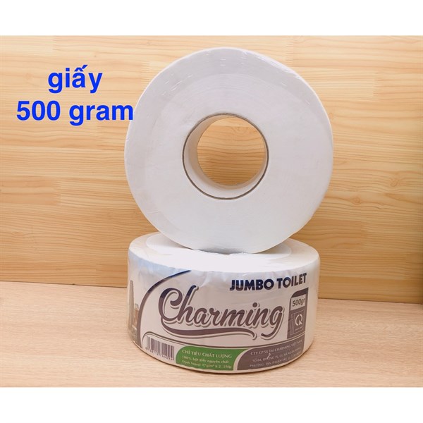 Giấy vệ sinh cuộn lớn 2 lớp Charming 500 gram