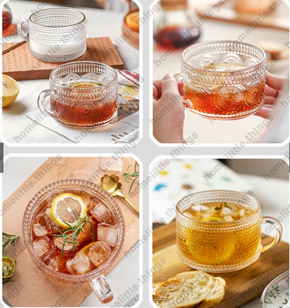 Ly thuỷ tinh có quai 450ml sunflower mẫu mới