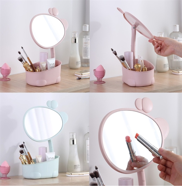 hộp đựng mỹ phẩm đa năng kèm gương tai mèo siêu kute