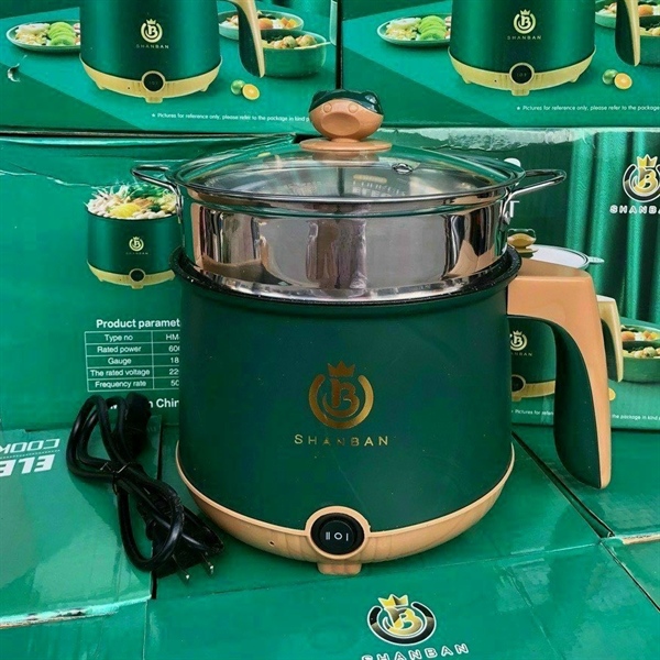 Nồi lẩu mini cán gỗ có lồng hấp inox 1l8 SHANBAN