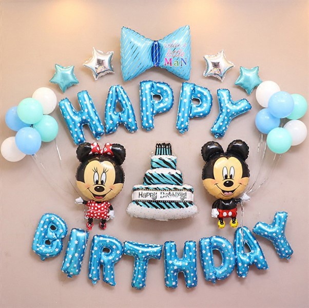 Bộ bóng trang trí sinh nhật (hồng/xanh) kèm bơm