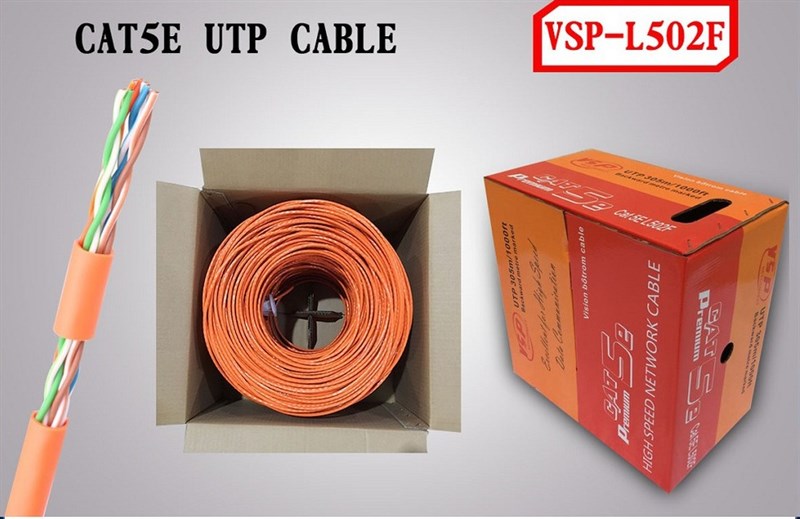 Cáp Mạng VSP UTP 5E-L502F-Cáp Dây Cam -305m