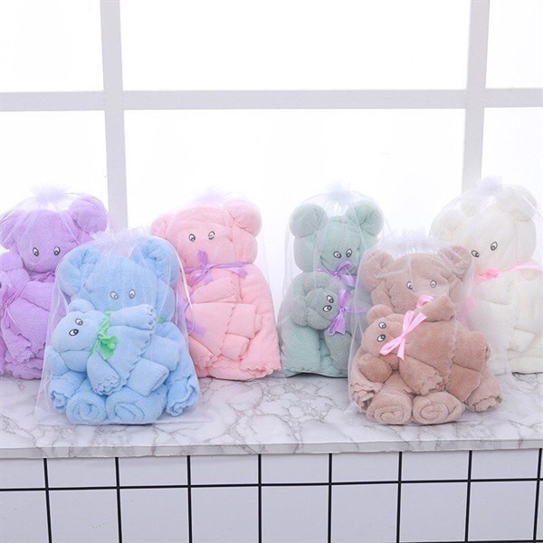 Bộ 2 khăn tắm hình gấu